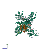 PDB entry 7cu3 coloured by chain, side view.