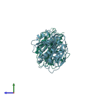 PDB entry 7cuv coloured by chain, side view.