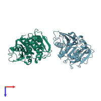 PDB entry 7cuv coloured by chain, top view.