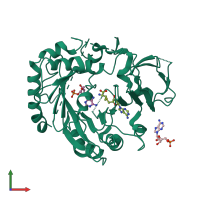 PDB entry 7cv6 coloured by chain, front view.