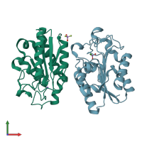 PDB entry 7cw1 coloured by chain, front view.