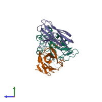 PDB entry 7cwo coloured by chain, side view.