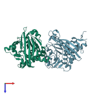 PDB entry 7cxs coloured by chain, top view.