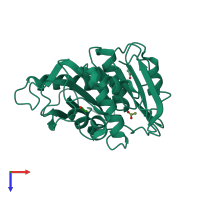 PDB entry 7cy0 coloured by chain, top view.