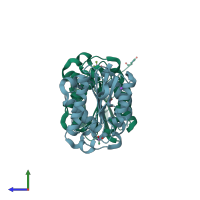 PDB entry 7cy9 coloured by chain, side view.