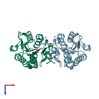 PDB entry 7cy9 coloured by chain, top view.