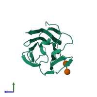 PDB entry 7cya coloured by chain, side view.