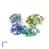 PDB 7cyi coloured by chain and viewed from the top.