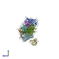 PDB entry 7cz0 coloured by chain, side view.