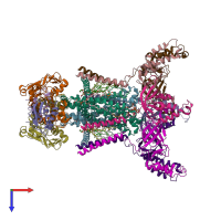 PDB entry 7d06 coloured by chain, top view.