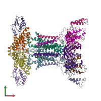 PDB entry 7d08 coloured by chain, front view.