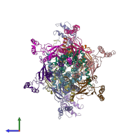 PDB entry 7d08 coloured by chain, side view.