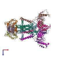 PDB entry 7d08 coloured by chain, top view.