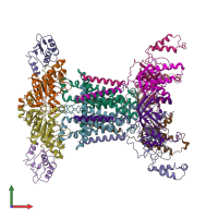 PDB entry 7d09 coloured by chain, front view.