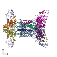 PDB entry 7d0a coloured by chain, front view.