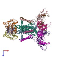 PDB entry 7d0a coloured by chain, top view.