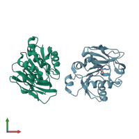 PDB entry 7d40 coloured by chain, front view.