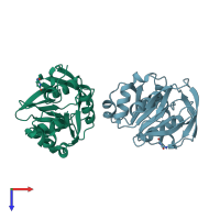 PDB entry 7d40 coloured by chain, top view.