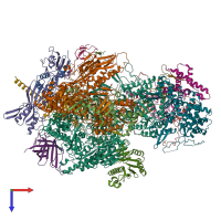 PDB entry 7d59 coloured by chain, top view.