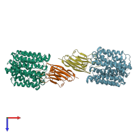 PDB entry 7d5q coloured by chain, top view.