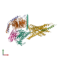 PDB entry 7d68 coloured by chain, front view.