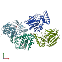 PDB entry 7d79 coloured by chain, front view.