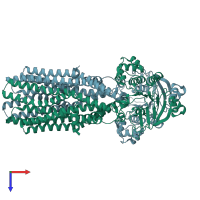 PDB entry 7d7r coloured by chain, top view.