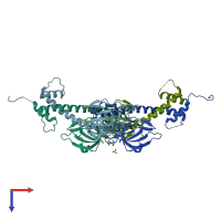 PDB entry 7d8s coloured by chain, top view.