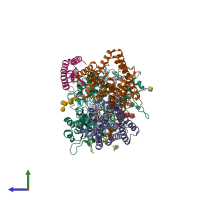 PDB entry 7d8x coloured by chain, side view.