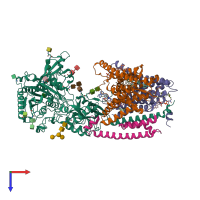 PDB entry 7d8x coloured by chain, top view.