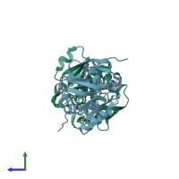 PDB entry 7d95 coloured by chain, side view.