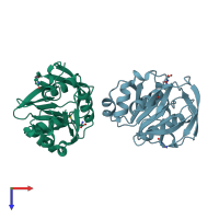 PDB entry 7d95 coloured by chain, top view.