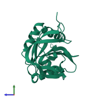 PDB entry 7d96 coloured by chain, side view.