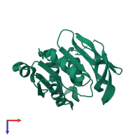 PDB entry 7d96 coloured by chain, top view.
