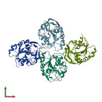 PDB entry 7d97 coloured by chain, front view.
