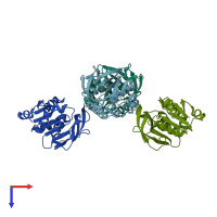 PDB entry 7d97 coloured by chain, top view.