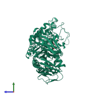 PDB entry 7d9b coloured by chain, side view.