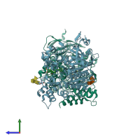PDB entry 7d9p coloured by chain, side view.