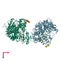 PDB entry 7d9p coloured by chain, top view.