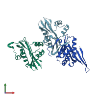 PDB entry 7dai coloured by chain, front view.