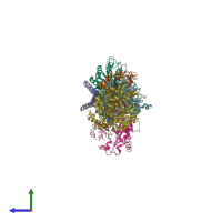 PDB entry 7dbc coloured by chain, side view.