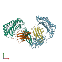 PDB entry 7dc6 coloured by chain, front view.