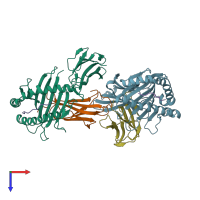 PDB entry 7dc6 coloured by chain, top view.