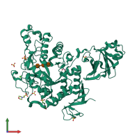 PDB entry 7dch coloured by chain, front view.