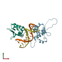 PDB entry 7dcj coloured by chain, front view.