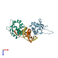 PDB entry 7dcj coloured by chain, top view.