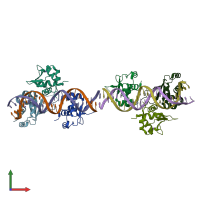 PDB entry 7dcs coloured by chain, front view.