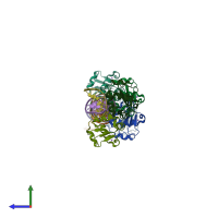 PDB entry 7dcs coloured by chain, side view.
