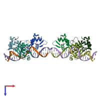 PDB entry 7dcs coloured by chain, top view.