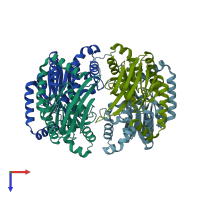 PDB entry 7dd0 coloured by chain, top view.